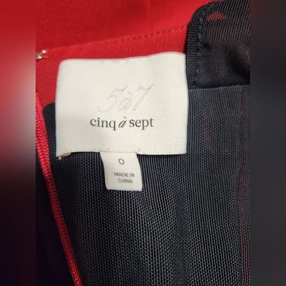 Cinq a Sept Red Nova Cold Shoulder Midi Dress Size 0 - Picture 8 of 10